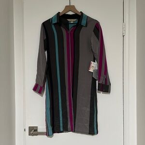 Vintage Silk striped gray shirt dress